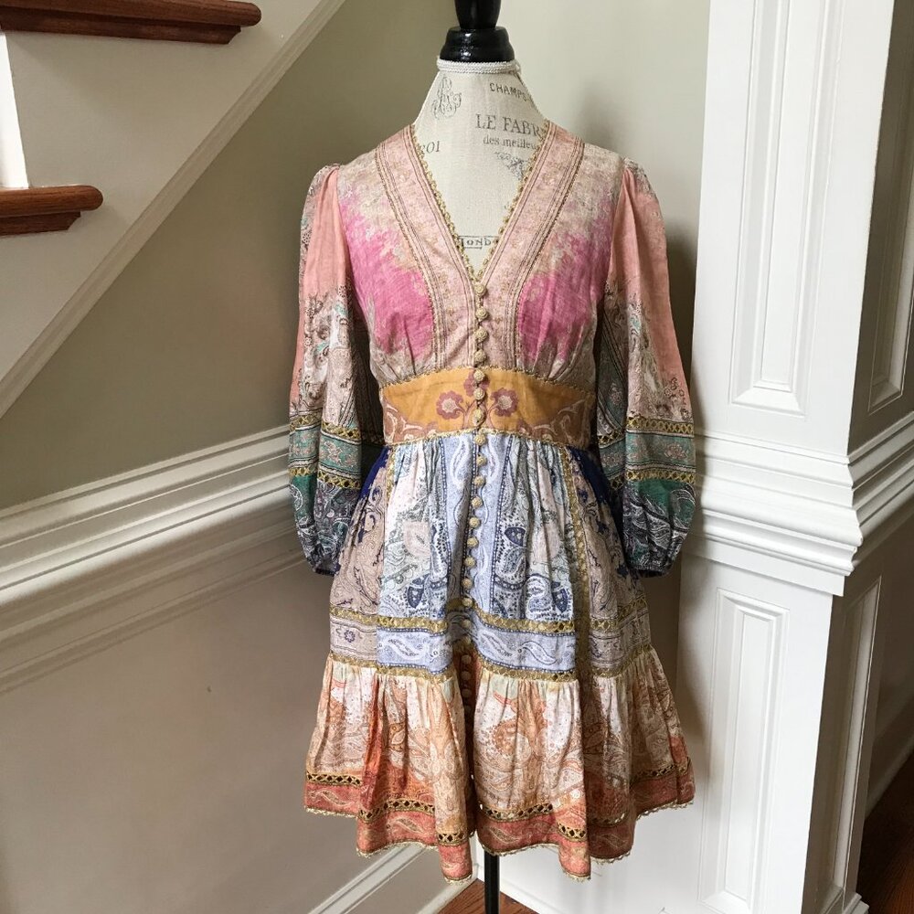 Zimmermann Pink and Blue Patterned Mini Dress - Picture 5 of 15